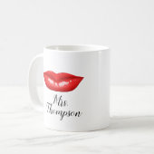 Lèvres rouges personnalisées Élégante Mug de café (Devant gauche)