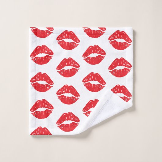 Lèvres Rouges, Rouge À Lèvres, Baiser, Motif Des L (Gant de toilette)