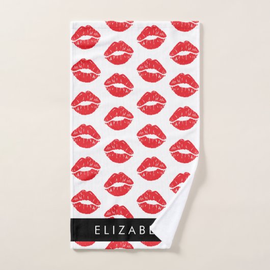Lèvres Rouges, Rouge, Motif Des Lèvres, Votre Nom (Serviette à main)