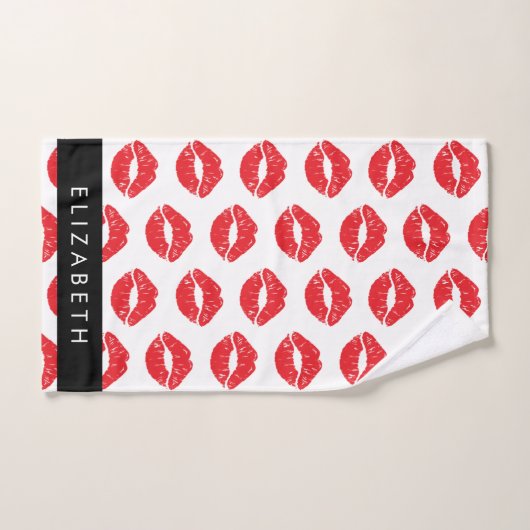 Lèvres Rouges, Rouge, Motif Des Lèvres, Votre Nom (Serviette à main)