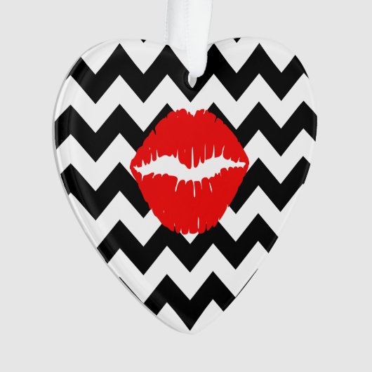 Lèvres rouges sur Zigzag noir et blanc (devant)