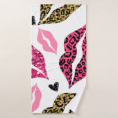 Lèvres scintillantes : Motif de mode Leopard (Serviette de bain)