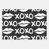 Lèvres xoxo noires et blanches Feuilles de papier  (Devant)
