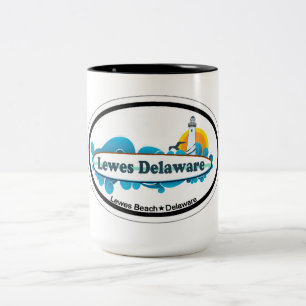 Lewes Beach Oval Design. Tweekleurige Koffiemok