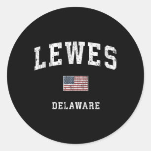 Lewes Delaware De American Flag Sports Ronde Sticker
