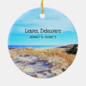 Lewes Delaware met Coordinates Ornament (Achterkant)