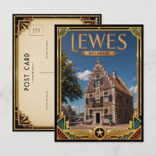 Lewes Delaware Vintage Art Deco Gouden Tijdperk Briefkaart