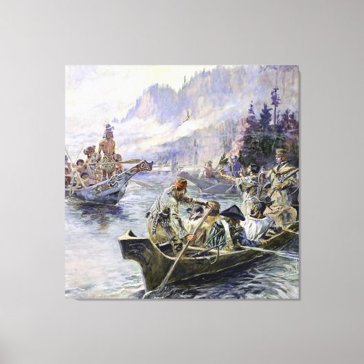"Lewis and Clark" door Charles M Russell Canvas Afdruk (Voorkant)