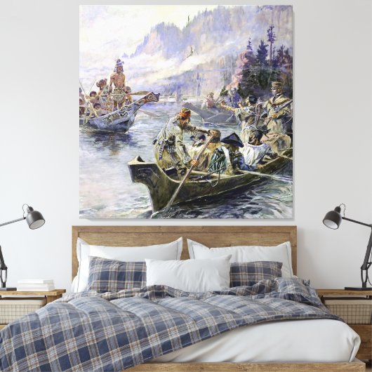 "Lewis and Clark" door Charles M Russell Canvas Afdruk (Insitu (Slaapkamer))
