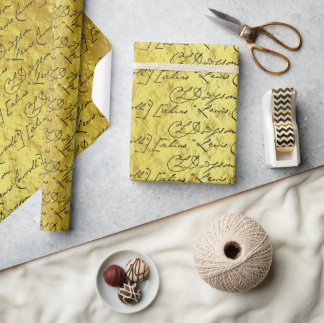 Lewis Carroll handtekening op gemarmerd goud Cadeaupapier