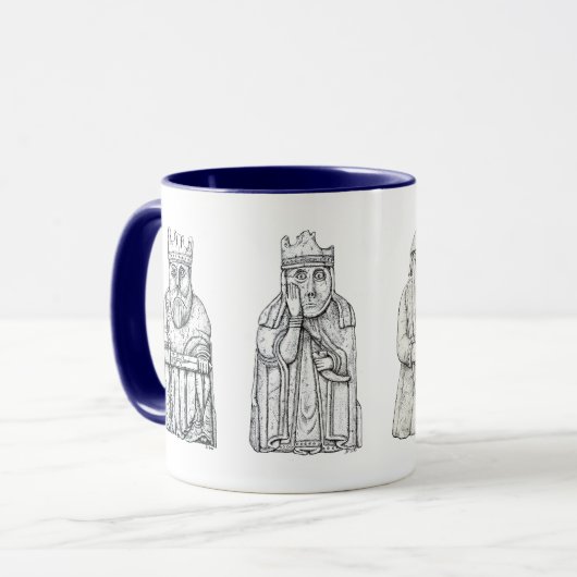 Lewis chessmen stipple art mok (Voorkant links)