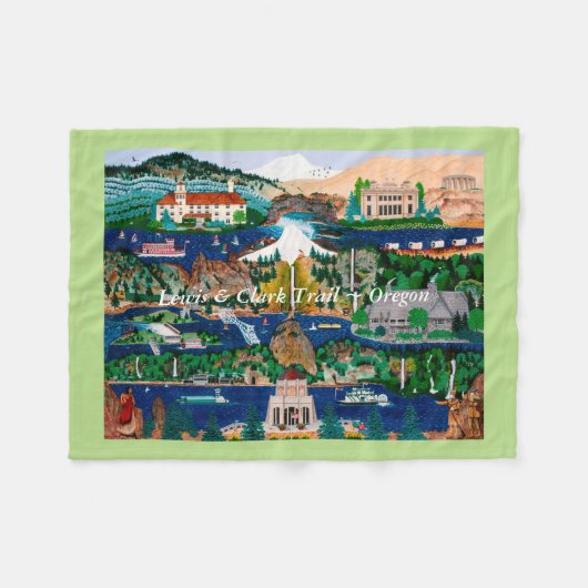 Lewis & Clark Trail ~ Oregon Fleece Deken (Voorkant (Horizontaal))