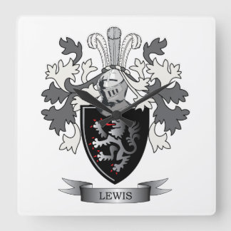 Lewis Family Crest Coat of Arms Vierkante Klok