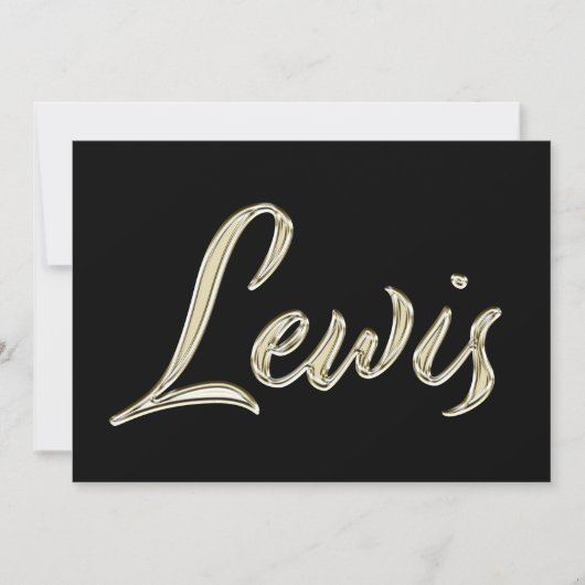 Lewis Nom or blanc Carte calligraphiée (Devant)