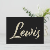 Lewis Nom or blanc Carte calligraphiée (Debout devant)
