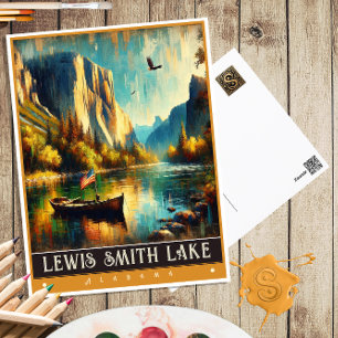 Lewis Smith Lake, Alabama Schilderij in vintage- Briefkaart