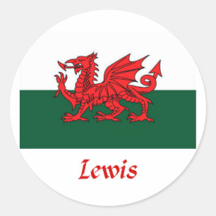 Lewis Welsh Flag Ronde Sticker