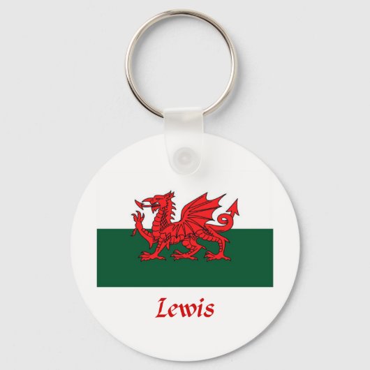 Lewis Welsh Flag Sleutelhanger (Voorkant)