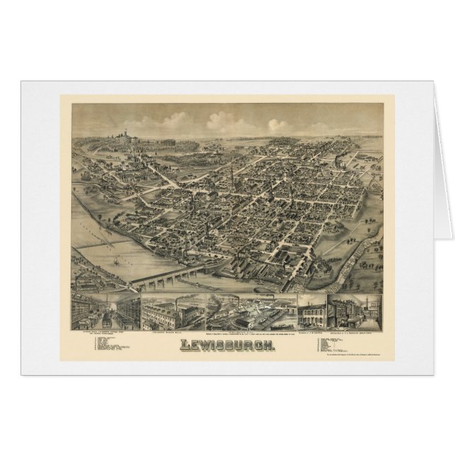 Lewisburg, PA Panoramic Map - 1884 (Voorkant Horizontaal)