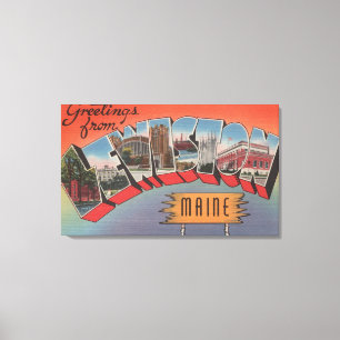 Lewiston, Maine - Large Letter Scenes Canvas Afdruk
