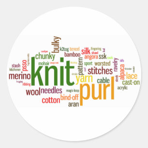 Lexicon - woorden voor knitters!  Knit aan! Ronde Sticker