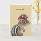 Lexie la Chipmunk anniversaire Carte de voeux plié (Fleur jaune)