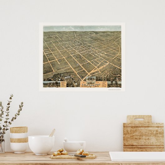 Lexington, KY Panoramic Map - 1871 Poster (Keuken)