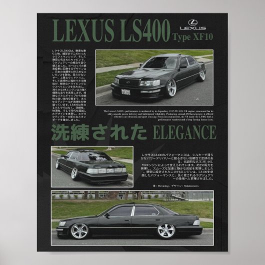 Lexus LS400 XF10 – VIP Stance Elegance Poster (Voorkant)