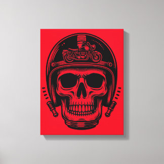 leyenda del cráneo del motociclista vintage canvas afdruk