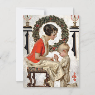 Leyendecker Kerstgebed 1921 Feestdagenkaart