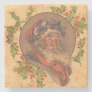 Leyendecker Kerstman Antiek Victoriaans Stenen Onderzetter