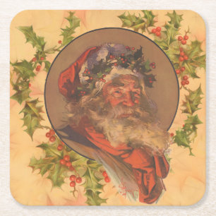 Leyendecker Kerstman Antiek Victoriaans Vierkante Kartonnen Onderzetter