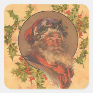 Leyendecker Kerstman Antiek Victoriaans Vierkante Sticker