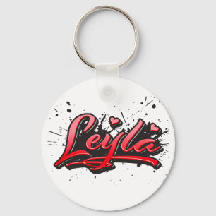 Leyla red Heart Graffiti Schlüsselanhänger Sleutelhanger