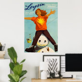 Leysin, Suisse, Affiche de ski (Bureau à domicile)