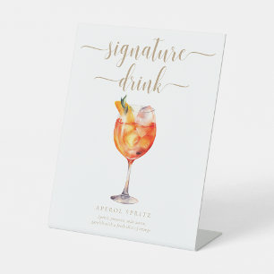 Leyton Gold Modern Minimal Signature Drink Sign Reclamebord Met Voetstuk