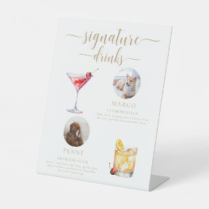 Leyton Goud Huisdier Foto Signature Dranken Bord Reclamebord Met Voetstuk