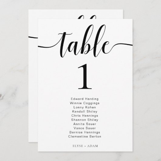 Leyton Moderne Minimalistische Trouwtafel Nummer Kaart (Voorkant / Achterkant)