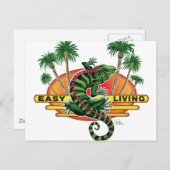 Lézard de détente sur la carte postale de la plage (Devant / Derrière)