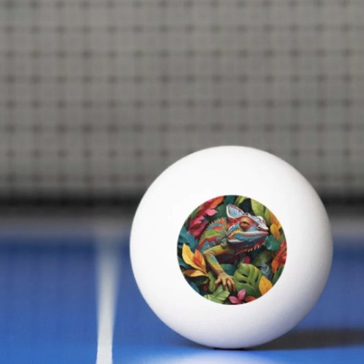 Lézard Feuilles & Balle de Ping Pong Colorée 