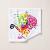 Lézard floral coloré (Gant de toilette)