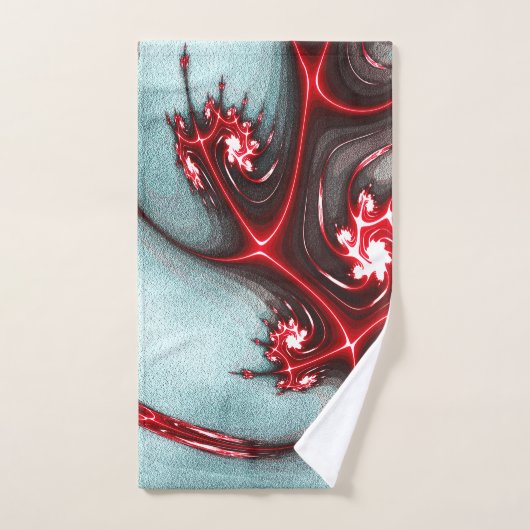 lézard fractal rouge intense sur texture graine sa (Serviette à main)
