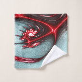 lézard fractal rouge intense sur texture graine sa (Gant de toilette)