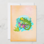 Lézard tropical avec fleurs Luau Invitation d'anni (Dos)