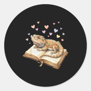 Lezen baardagaam reptiel boek liefhebber voor jong ronde sticker