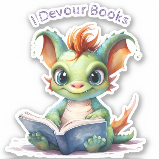 *~* Lezen Baby Dragon - I DEVOUR AP88 BOEKEN Sticker (Voorkant)