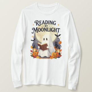 Lezen bij het maanlicht spook Halloween T-shirt