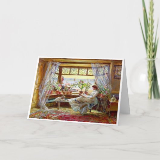 "Lezen door het venster" Art Blank Note Kaart (Voorkant)