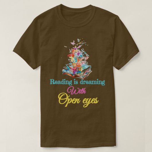 Lezen droomt met open ogen bookworm readin t-shirt (Design voorkant)