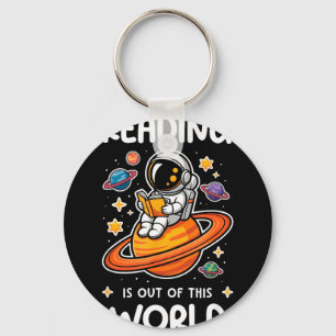 Lezen is buiten deze wereld astronaut ruimte boek sleutelhanger